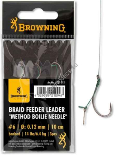 BROWNING Feeder Leader "METHOD BOILIE NEEDLE" Hotový nadväzec na šnúrke s tŕňom