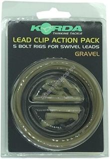 Korda Montáž Lead Clip Action Pack 5 ks Gravel
